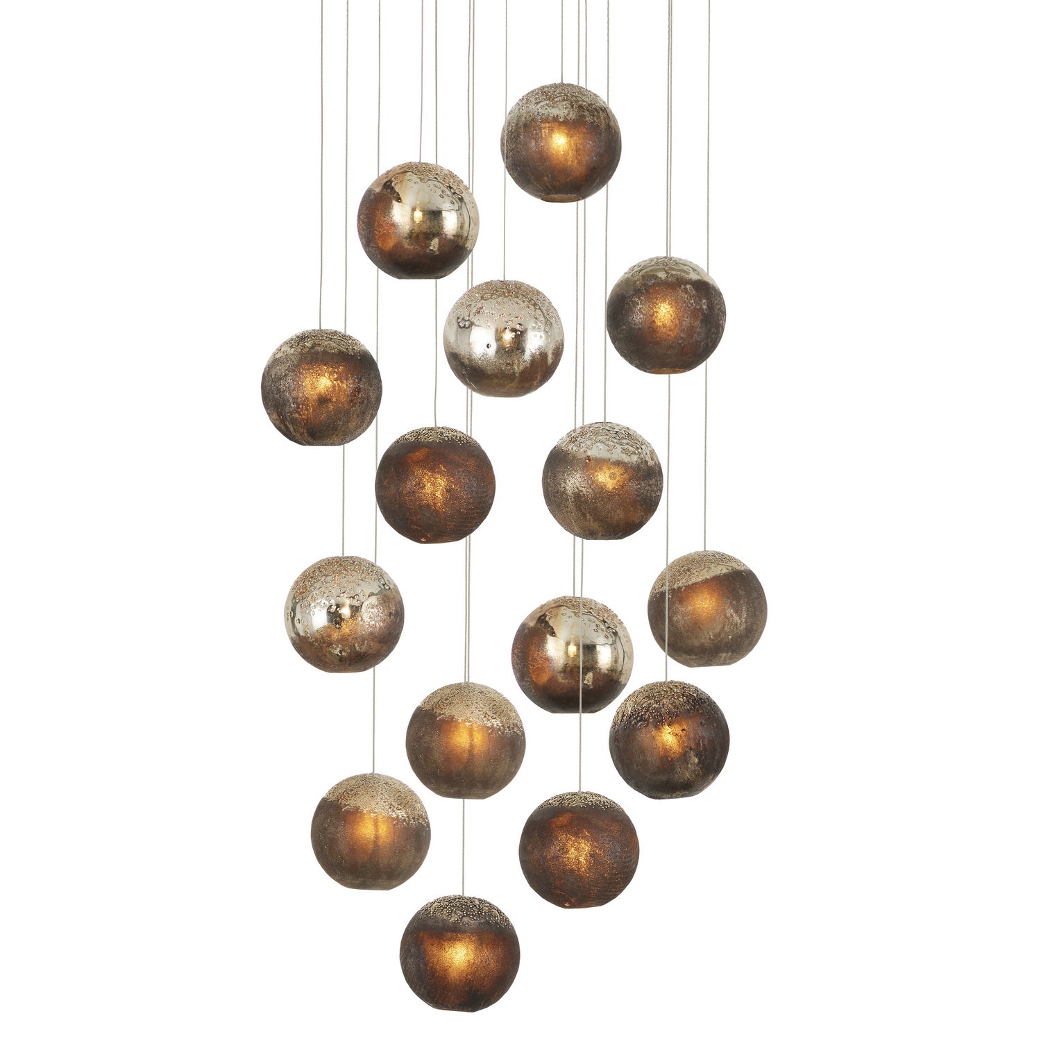 Currey and Company - 9000-1015 - 15 Light Pendant - Antique Silver/Antique Gold/Matte Charcoal