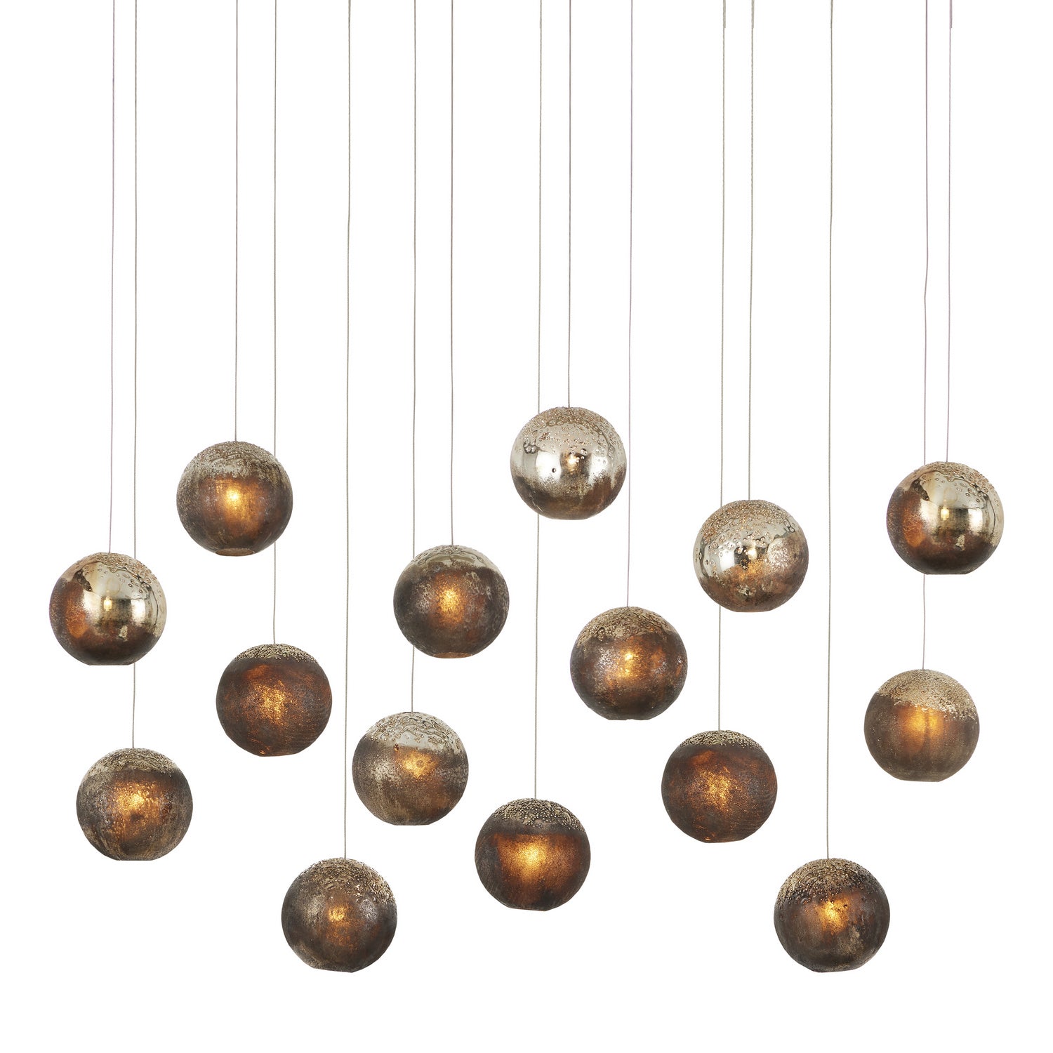 Currey and Company - 9000-1016 - 15 Light Pendant - Antique Silver/Antique Gold/Matte Charcoal
