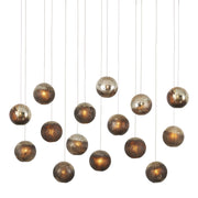 Currey and Company - 9000-1016 - 15 Light Pendant - Antique Silver/Antique Gold/Matte Charcoal