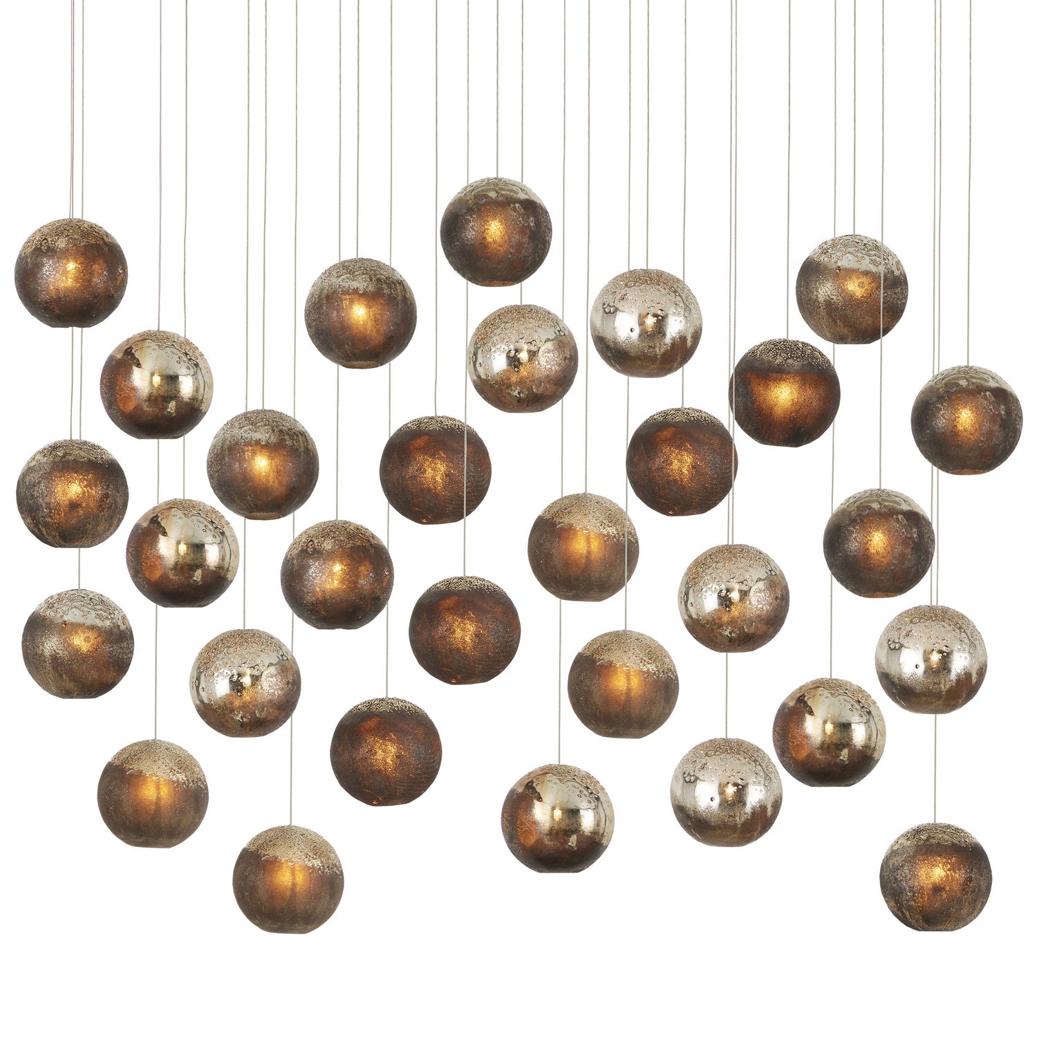 Currey and Company - 9000-1017 - 30 Light Pendant - Antique Silver/Antique Gold/Matte Charcoal