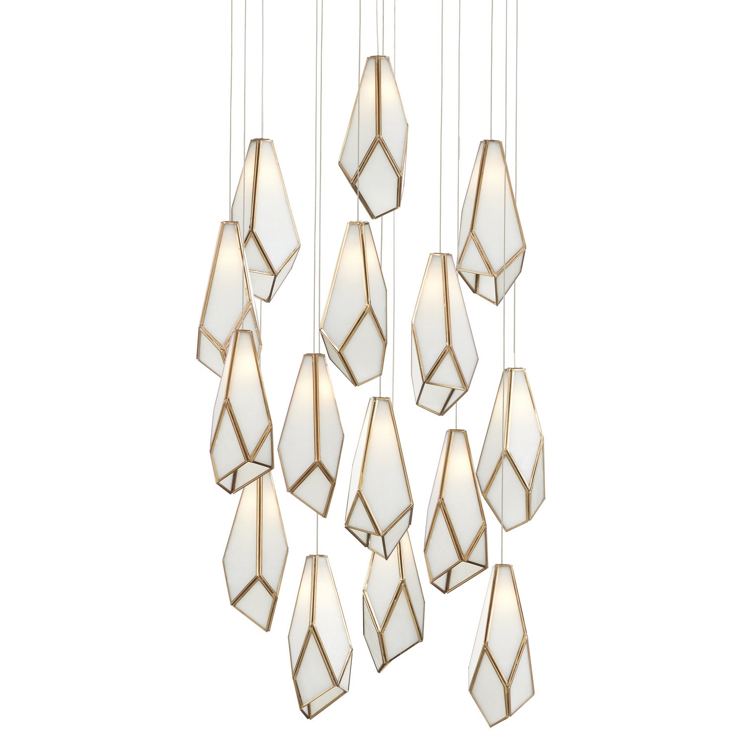 Currey and Company - 9000-1036 - 15 Light Pendant - White/Antique Brass