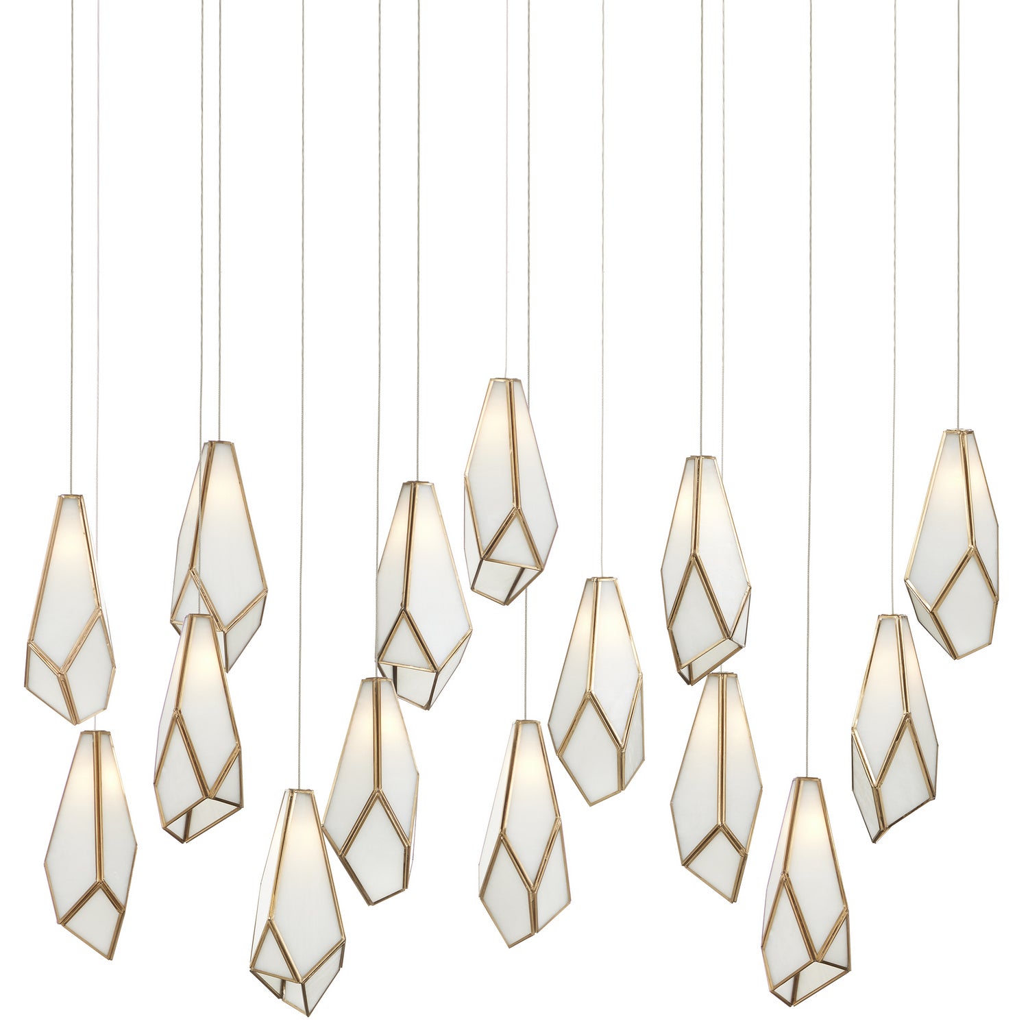 Currey and Company - 9000-1037 - 15 Light Pendant - White/Antique Brass