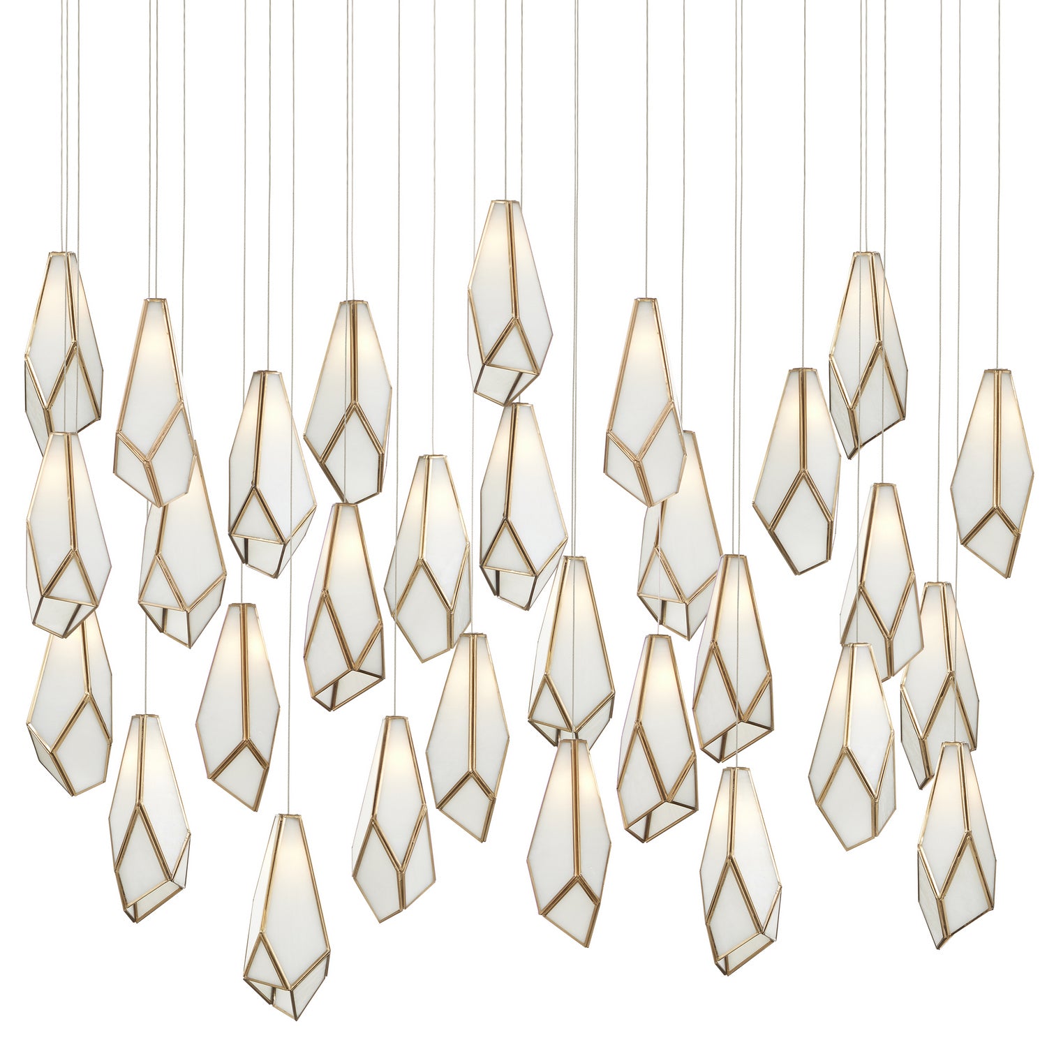 Currey and Company - 9000-1038 - 30 Light Pendant - White/Antique Brass