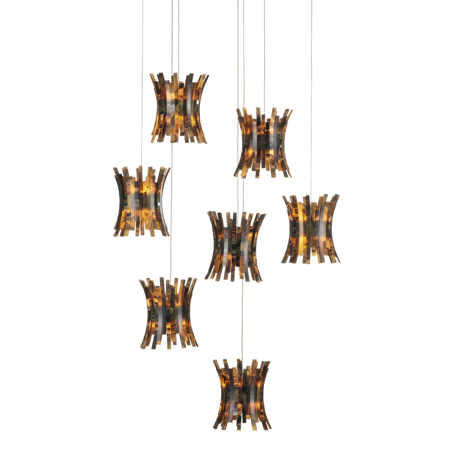 Currey and Company - 9000-1042 - Seven Light Pendant - Brown/Black/Natural