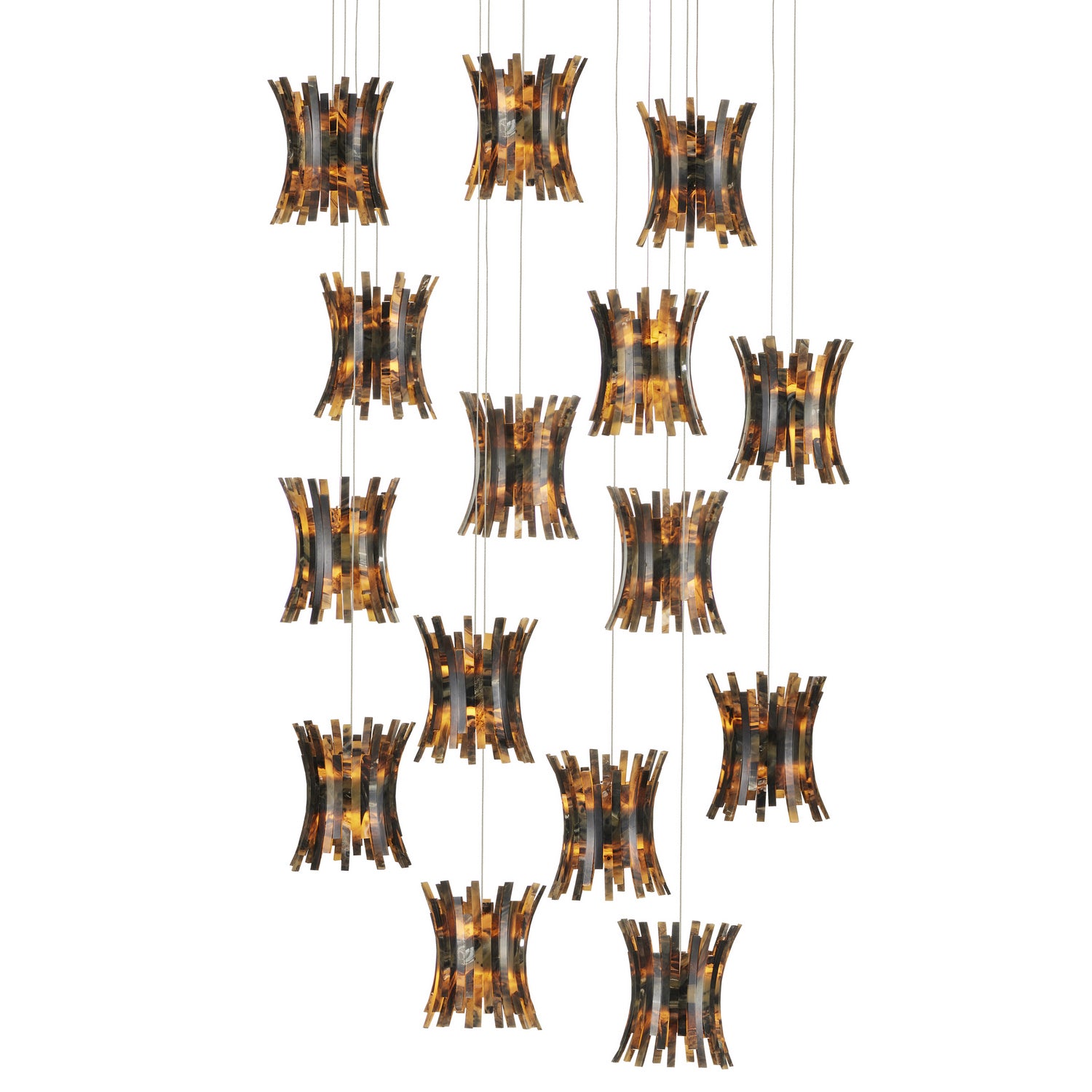 Currey and Company - 9000-1043 - 15 Light Pendant - Brown/Black/Natural
