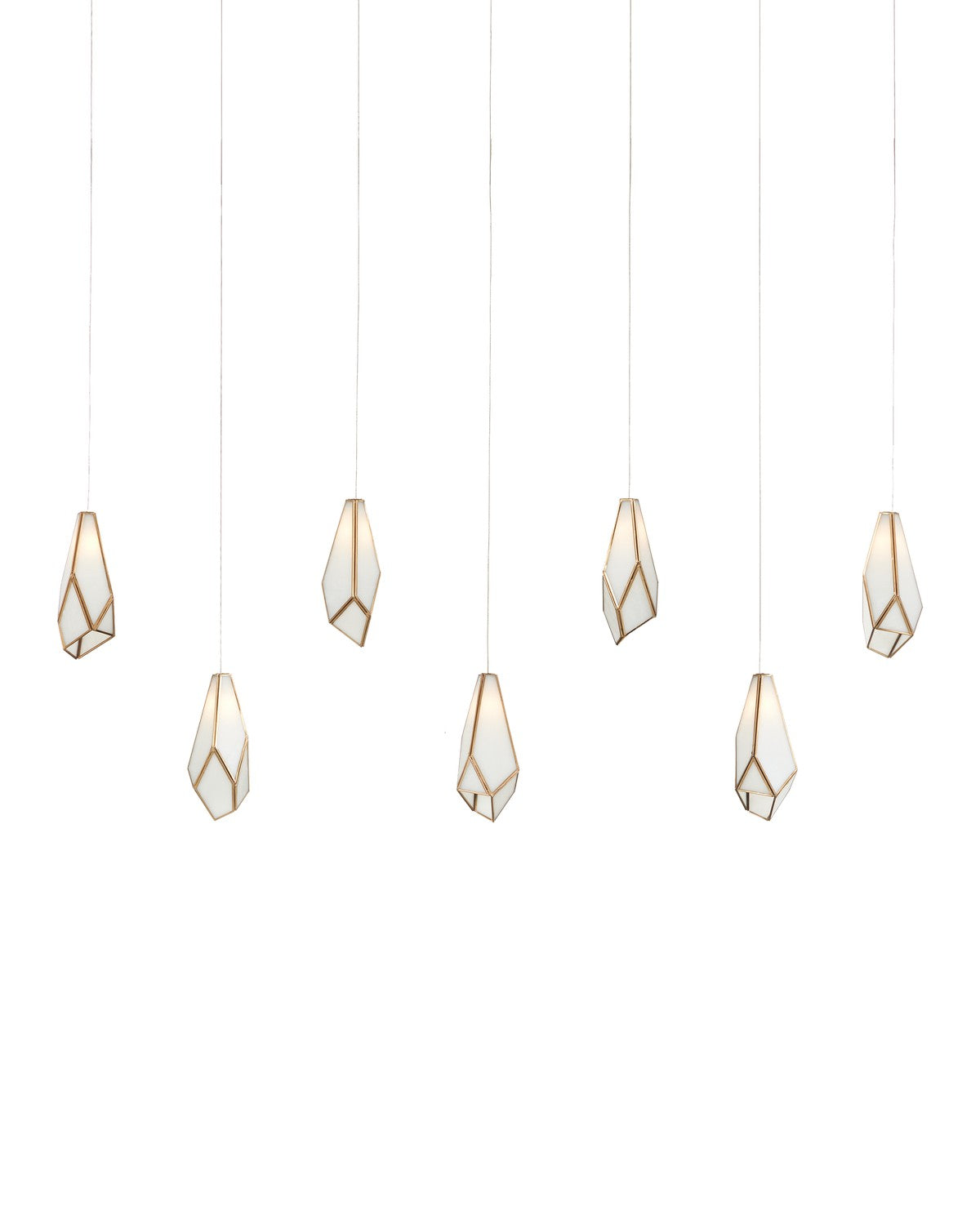 Currey and Company - 9000-1072 - Seven Light Pendant - White/Antique Brass