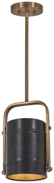 Metropolitan - N6691-857 - One Light Mini Pendant - Contrast - Black Leather on outside