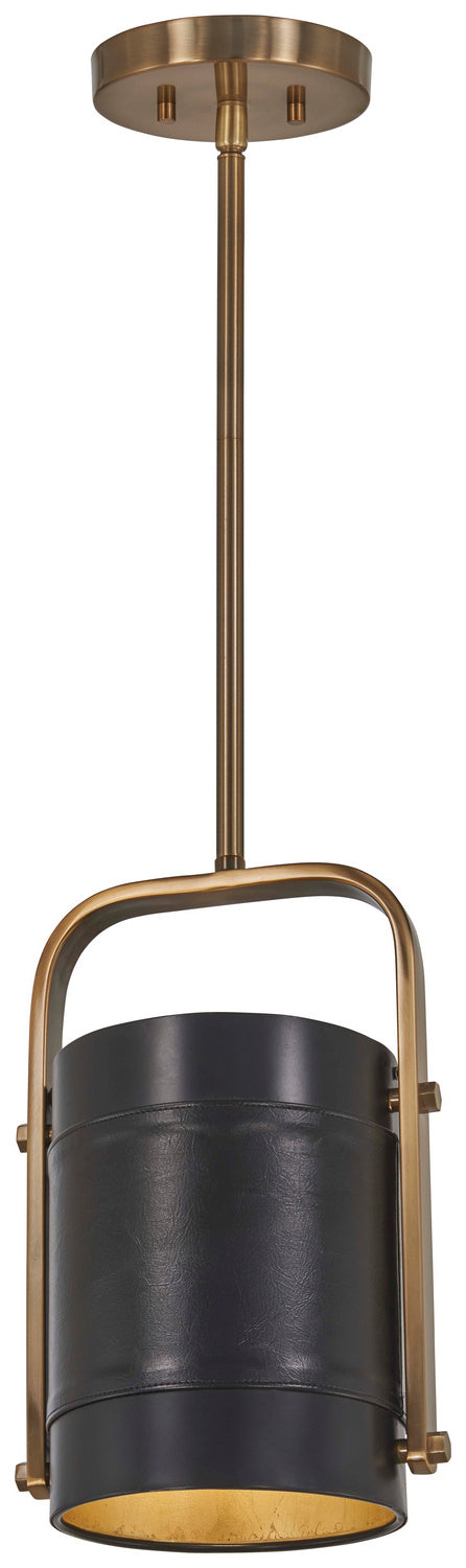 Metropolitan - N6691-857 - One Light Mini Pendant - Contrast - Black Leather on outside