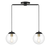 Meridian - M100110MBKNB - Two Light Chandelier - Matte Black with Natural Brass