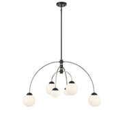 Meridian - M100114MBKPN - Six Light Chandelier - Matte Black with Polished Nickel