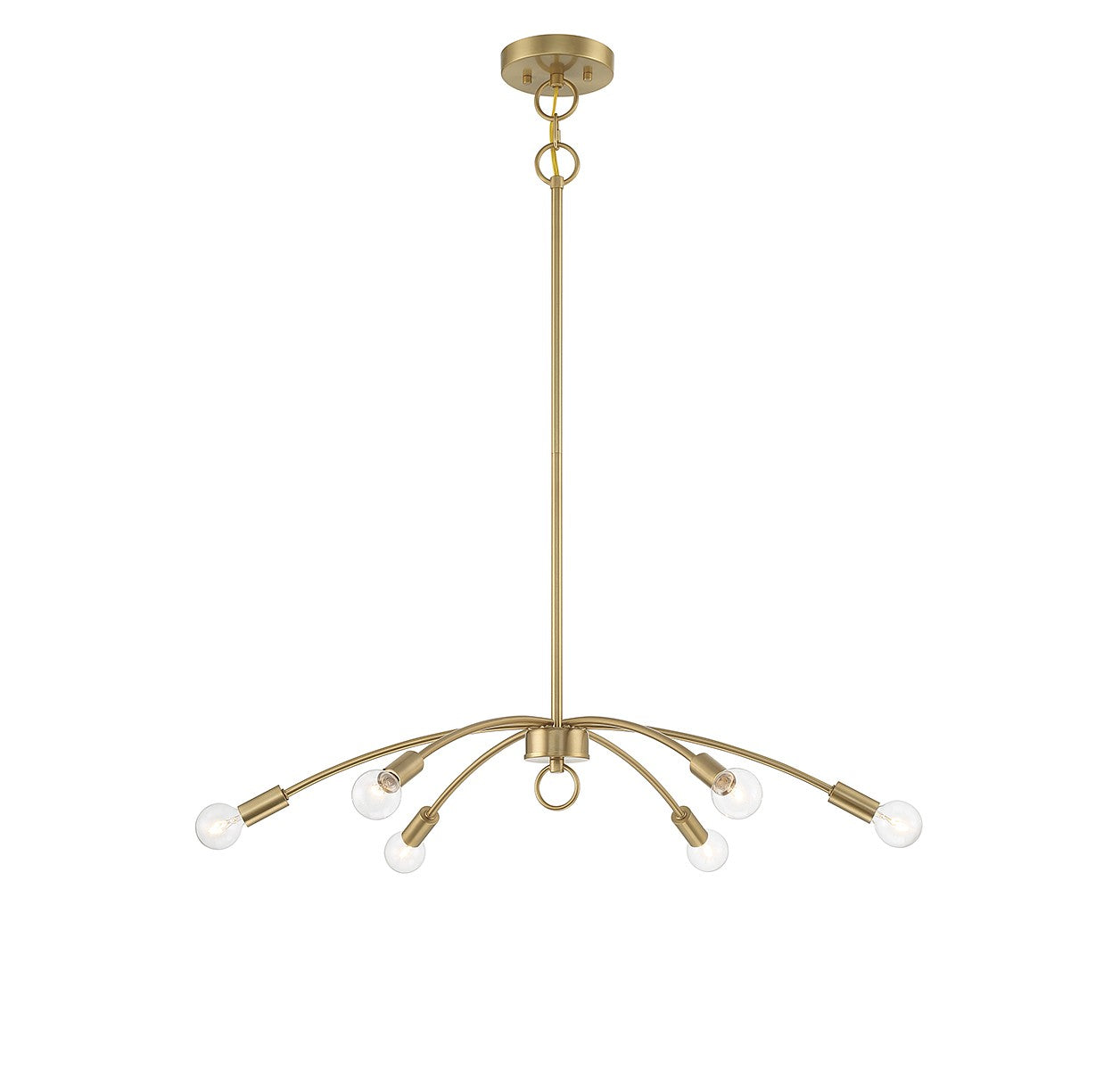 Meridian - M100116NB - Six Light Chandelier - Natural Brass