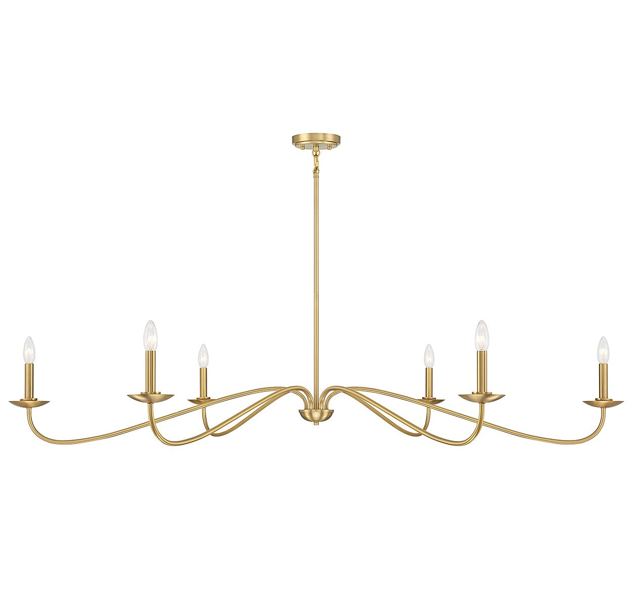 Meridian - M100119NB - Six Light Chandelier - Natural Brass