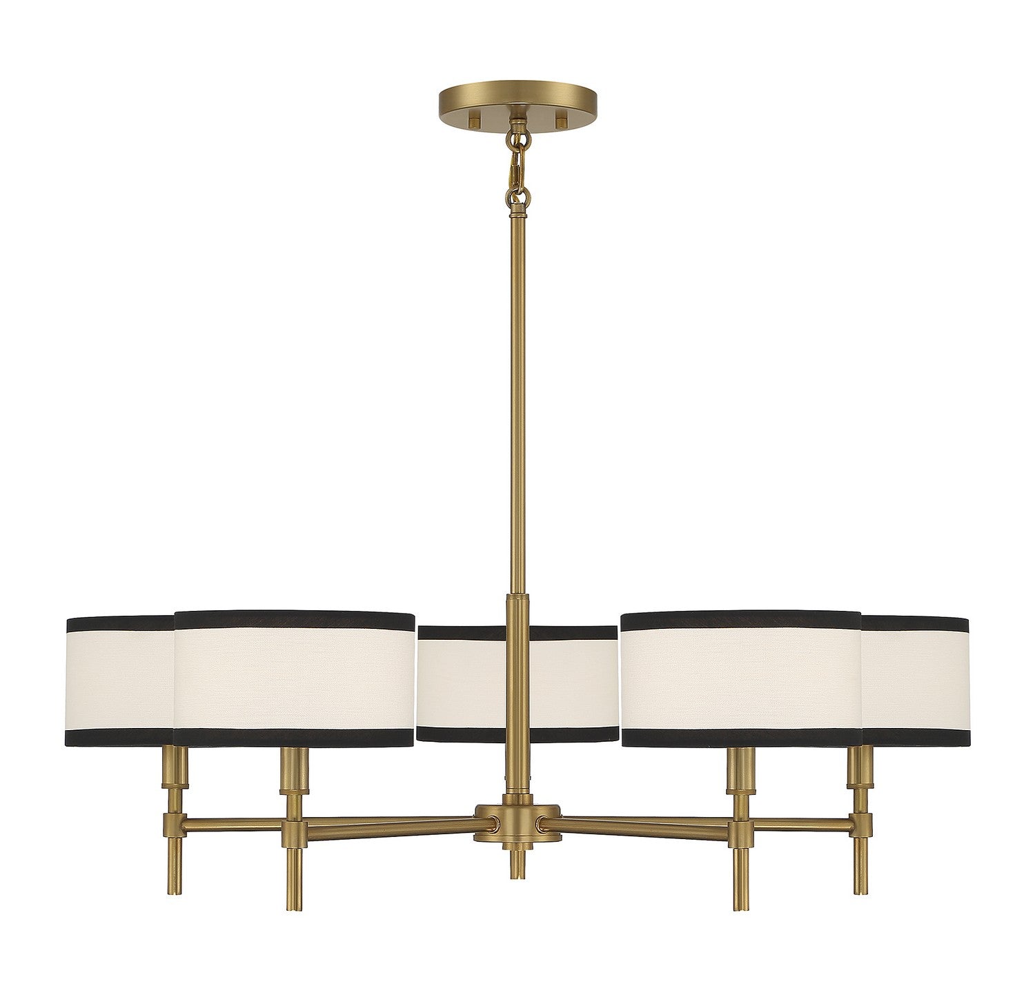 Meridian - M10011NB - Five Light Chandelier - Natural Brass