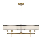 Meridian - M10011NB - Five Light Chandelier - Natural Brass