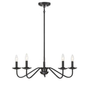Meridian - M100120MBK - Five Light Chandelier - Matte Black