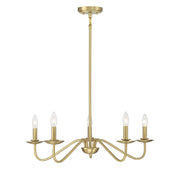 Meridian - M100120NB - Five Light Chandelier - Natural Brass
