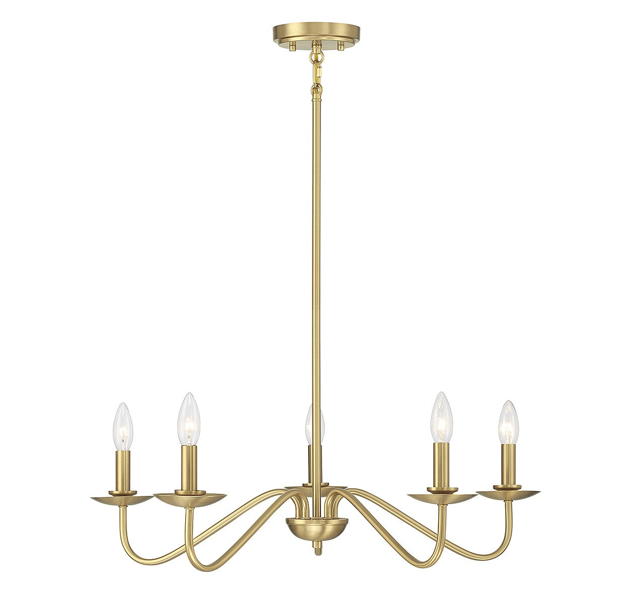 Meridian - M100120NB - Five Light Chandelier - Natural Brass