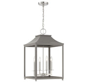 Meridian - M30009GRYPN - Four Light Pendant - Gray with Polished Nickel