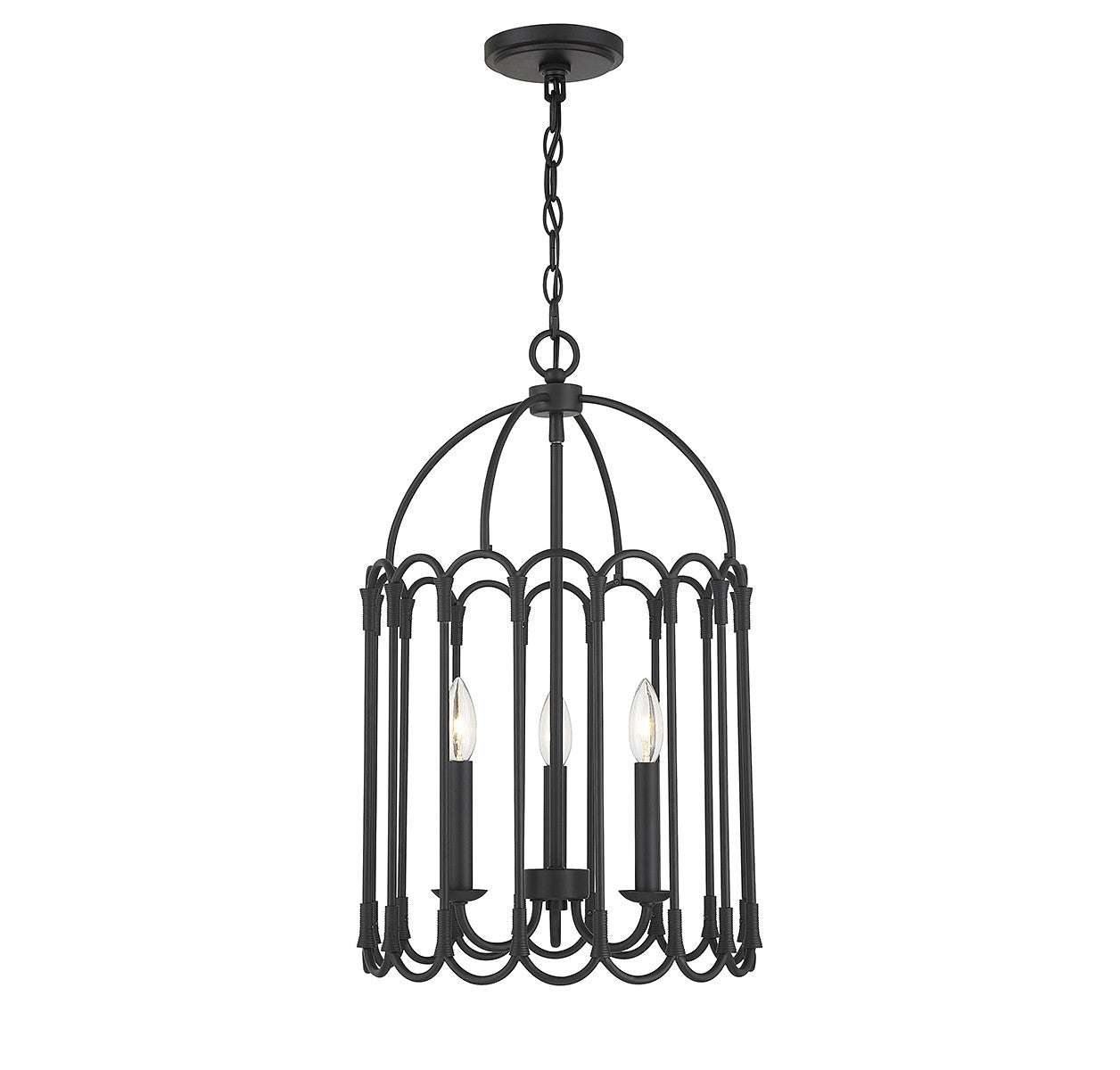 Meridian - M30011MBK - Three Light Pendant - Matte Black