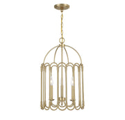 Meridian - M30011NB - Three Light Pendant - Natural Brass