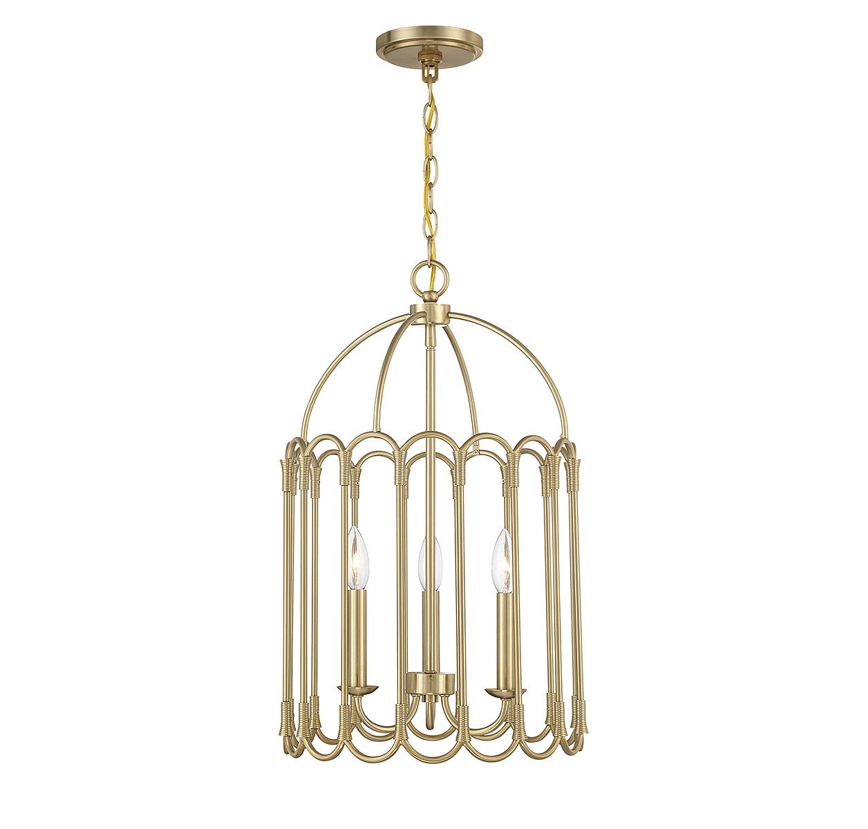 Meridian - M30011NB - Three Light Pendant - Natural Brass