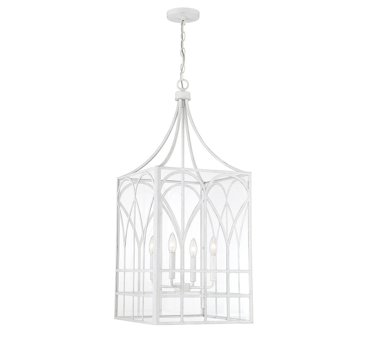 Meridian - M30012DW - Four Light Pendant - Distressed White