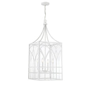 Meridian - M30012DW - Four Light Pendant - Distressed White