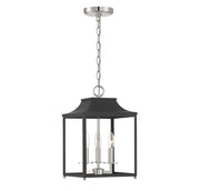 Meridian - M30013MBKPN - Three Light Pendant - Matte Black with Polished Nickel