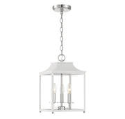 Meridian - M30013WHPN - Three Light Pendant - White with Polished Nickel