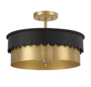 Meridian - M60072MBKNB - Three Light Semi-Flush Mount - Matte Black and Natural Brass