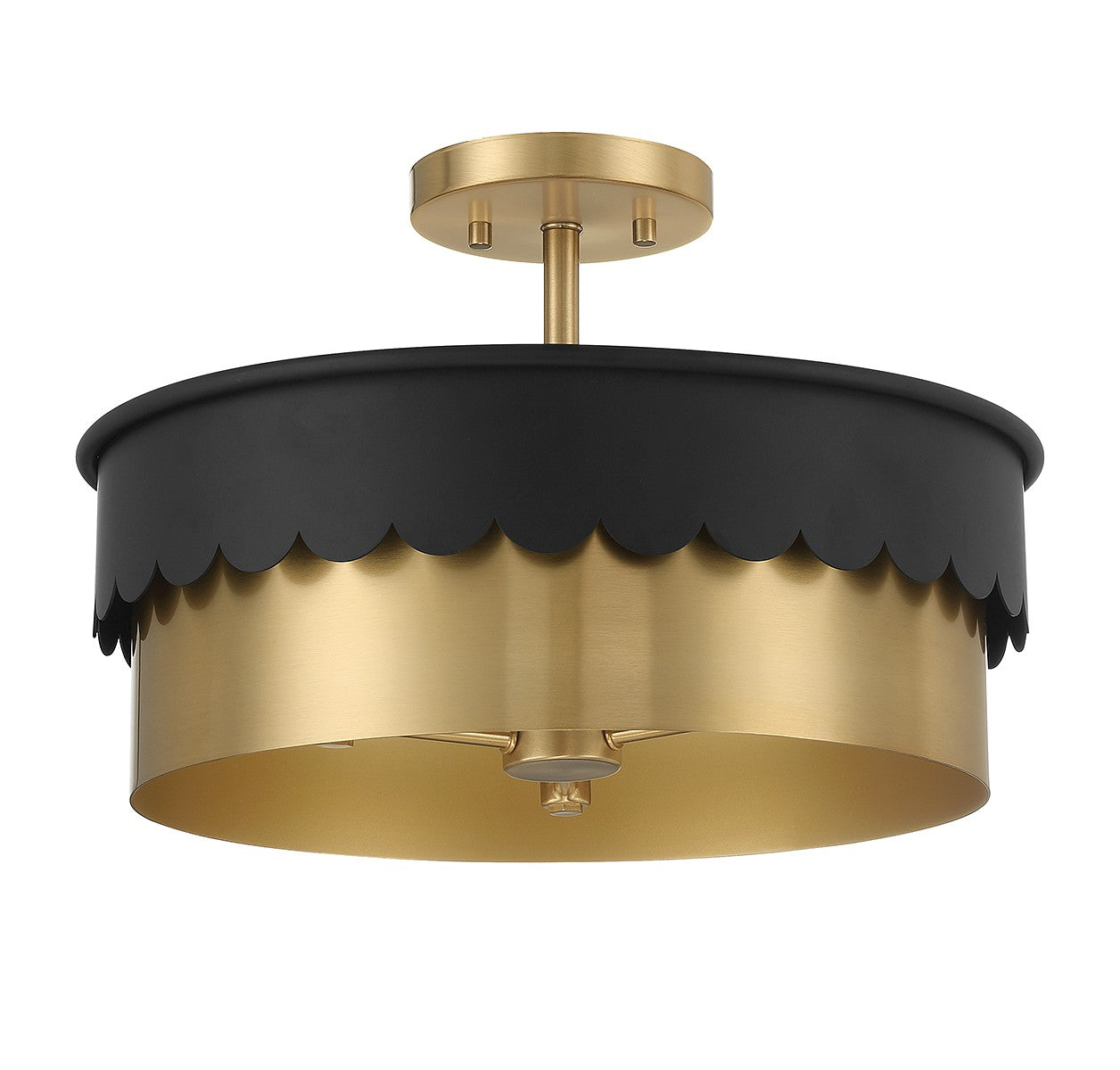 Meridian - M60072MBKNB - Three Light Semi-Flush Mount - Matte Black and Natural Brass