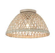 Meridian - M60073NR - One Light Flush Mount - Matte Black and Natural Rattan