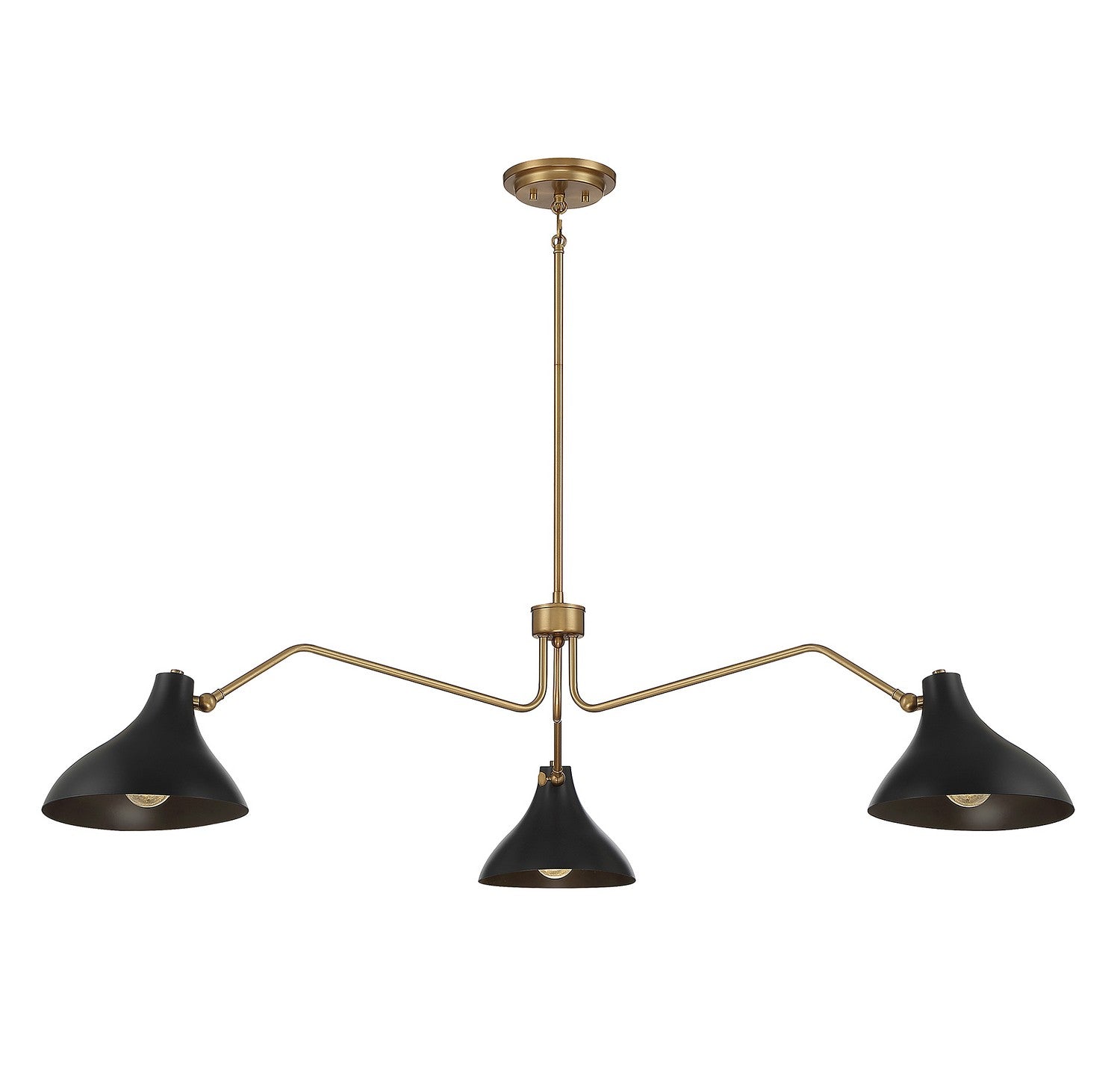 Meridian - M7019MBKNB - Three Light Pendant - Matte Black with Natural Brass