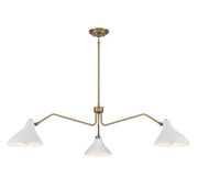 Meridian - M7019WHNB - Three Light Pendant - White with Natural Brass