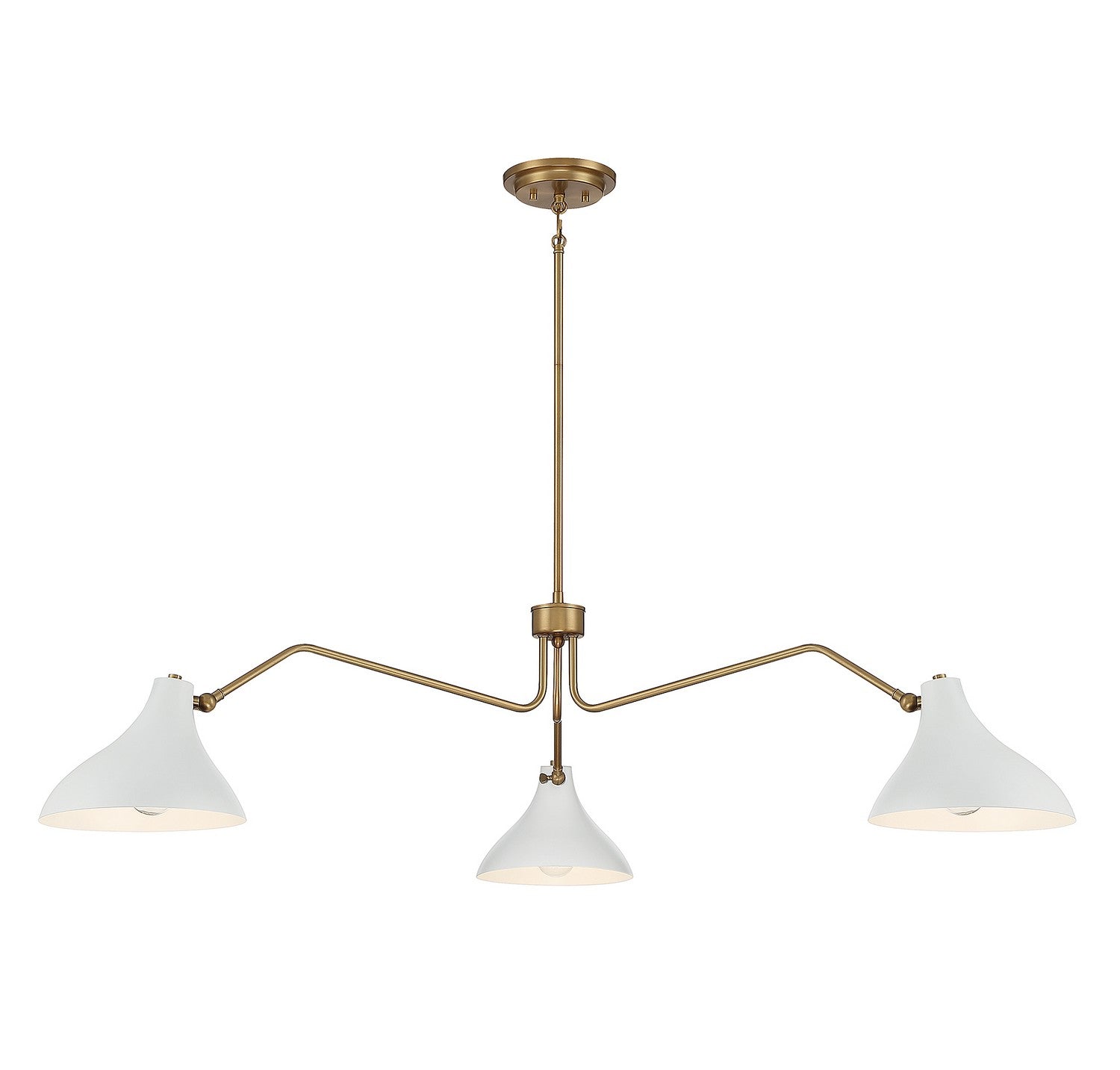 Meridian - M7019WHNB - Three Light Pendant - White with Natural Brass