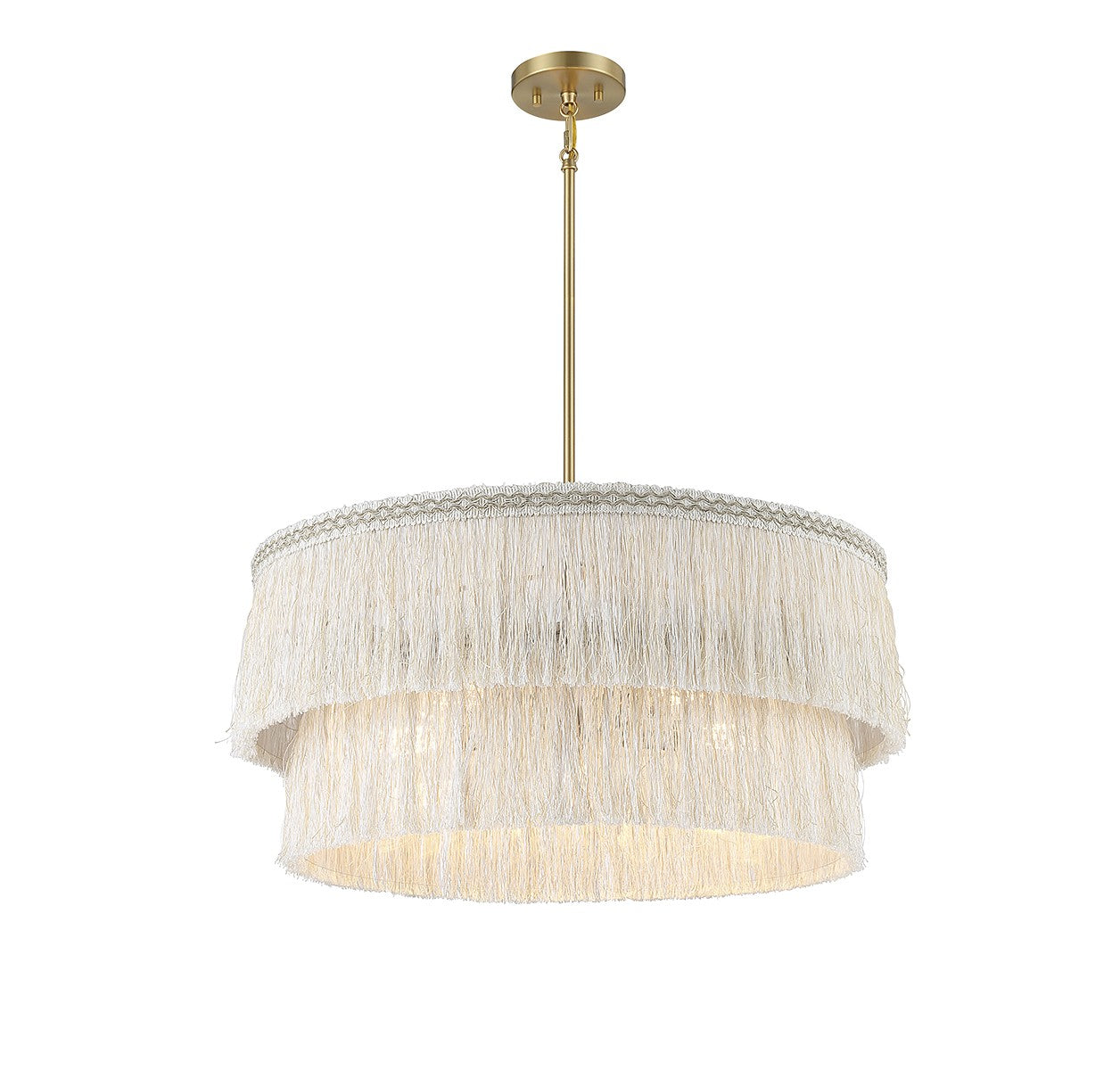 Meridian - M7037NFR - Five Light Pendant - Natural Brass