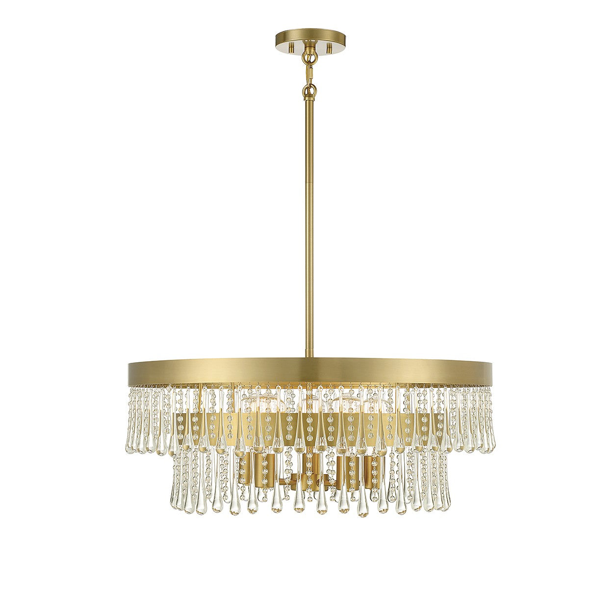 Meridian - M7038NB - Six Light Pendant - Natural Brass