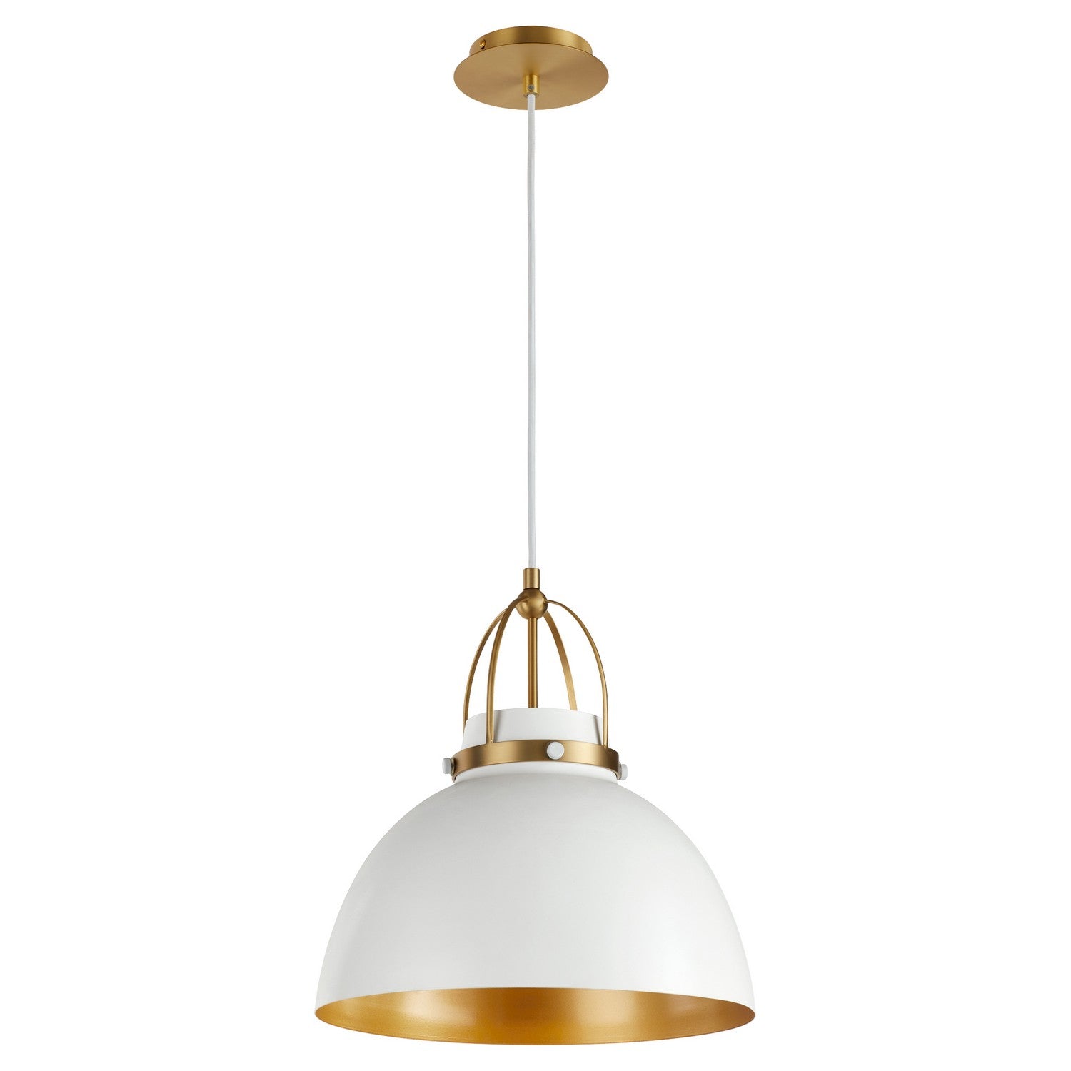 Quorum - 823-0880 - One Light Pendant - Pruitt - Studio White|Aged Brass