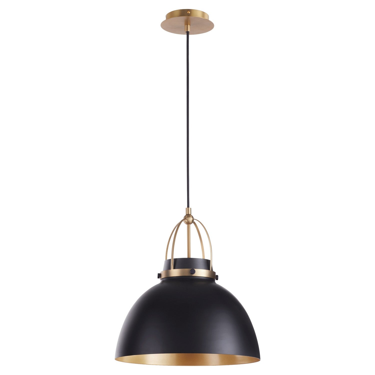 Quorum - 823-5980 - One Light Pendant - Pruitt - Matte Black|Aged Brass