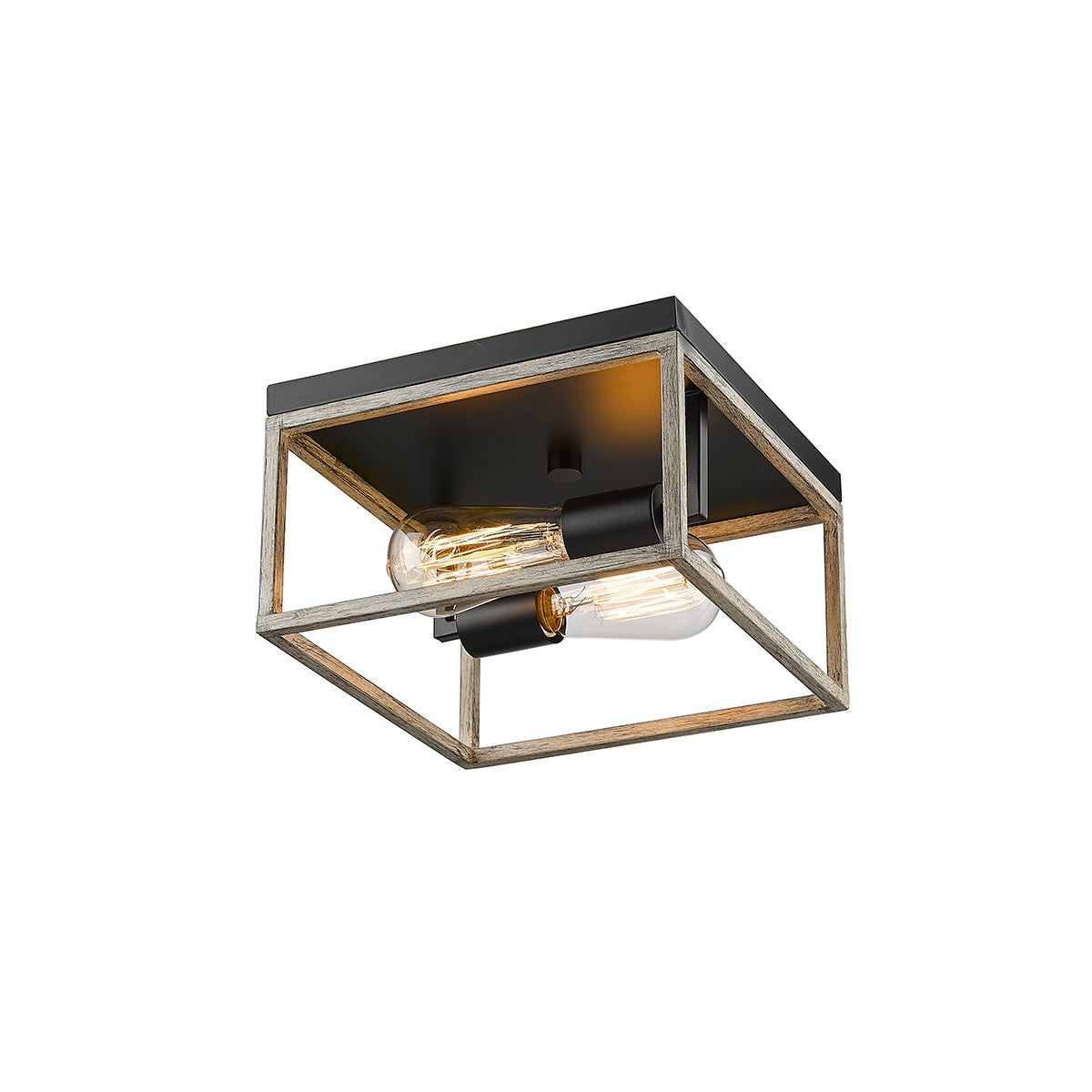 Millennium - 3012-MB/GW - Two Light Flushmount - Bonnie - Matte Black Grey Wood
