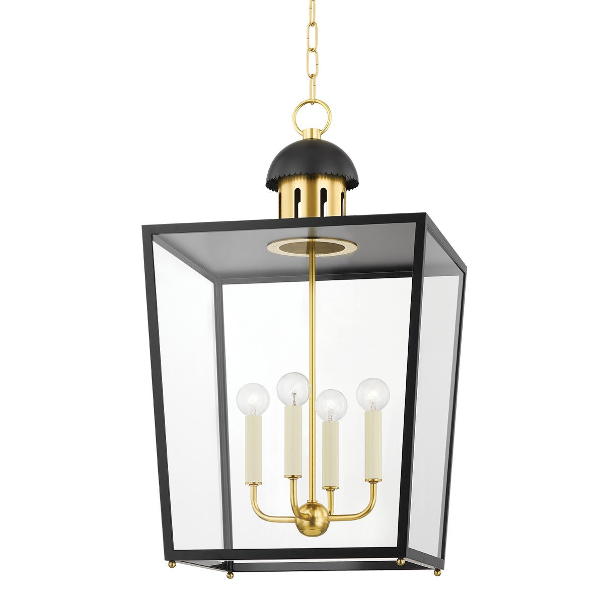 Mitzi - H737704L-AGB/SBK - Four Light Lantern - June - Aged Brass