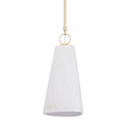 Hudson Valley - 1620-AGB/CSV - One Light Pendant - Dryden - Aged Brass/Ceramic Stria Ivory
