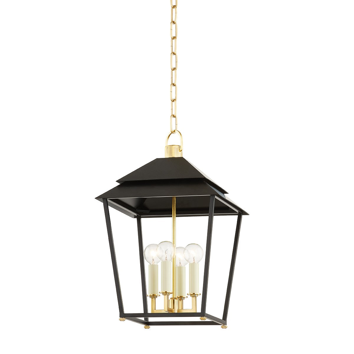 Hudson Valley - 5119-AGB/SBK - Four Light Lantern - Natick - Aged Brass