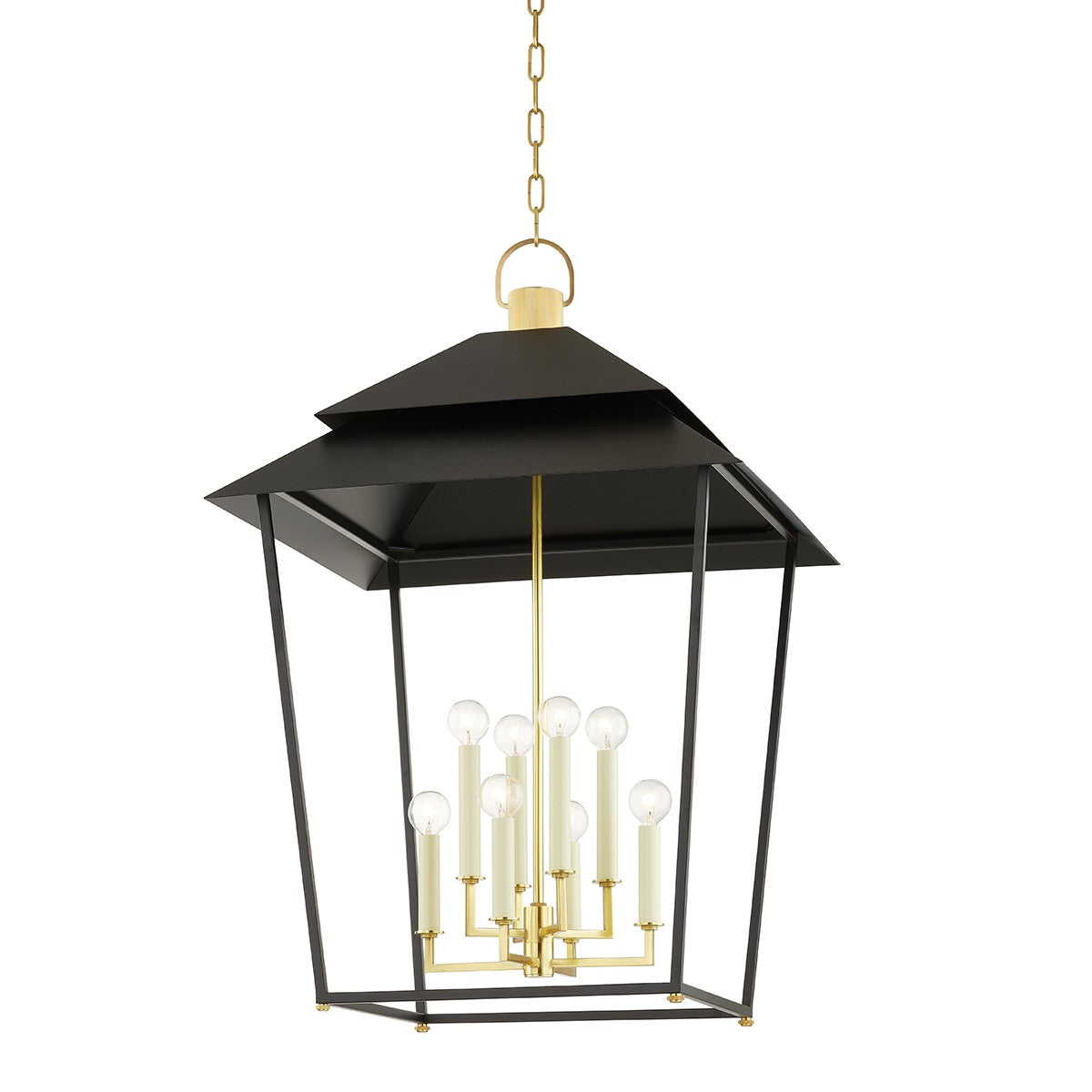 Hudson Valley - 5138-AGB/SBK - Eight Light Lantern - Natick - Aged Brass