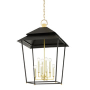 Hudson Valley - 5138-AGB/SBK - Eight Light Lantern - Natick - Aged Brass