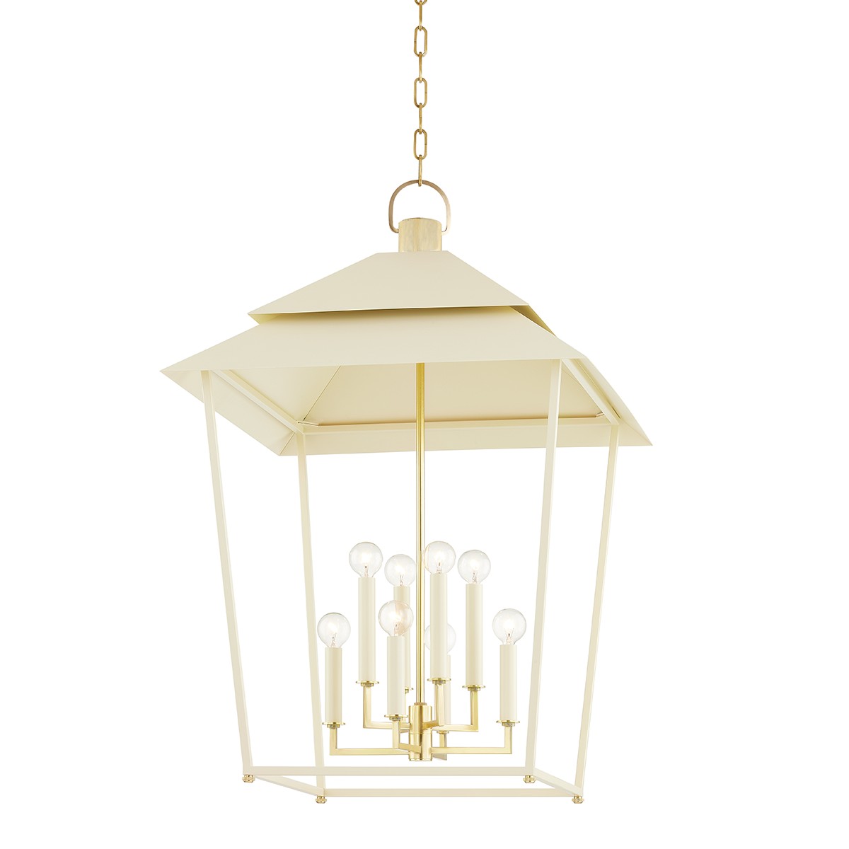 Hudson Valley - 5138-AGB/SSD - Eight Light Lantern - Natick - Aged Brass