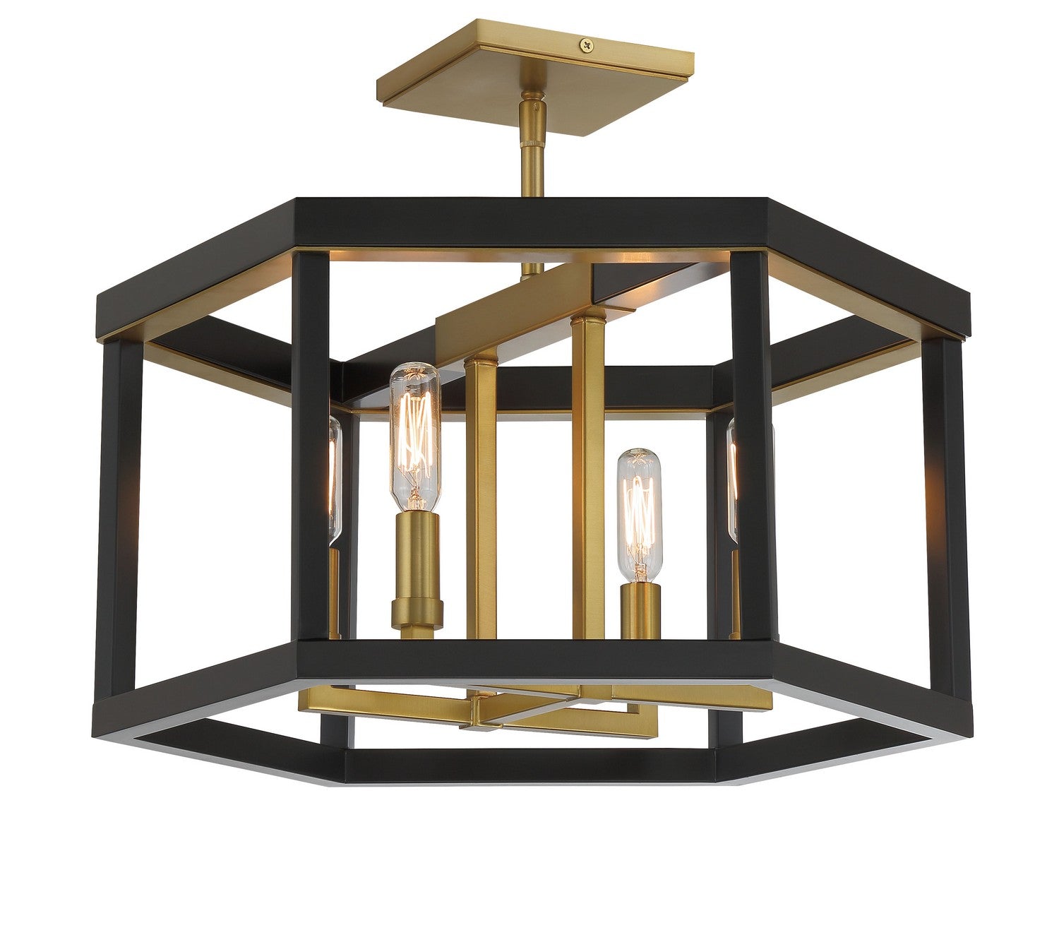 Minka-Lavery - 2114-726 - Four Light Semi Flush Mount - UNION ESTATES - Coal And Soft Brass