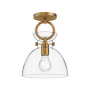 Alora - SF411809AGCL - One Light Semi-Flush Mount - Waldo - Aged Gold/Clear