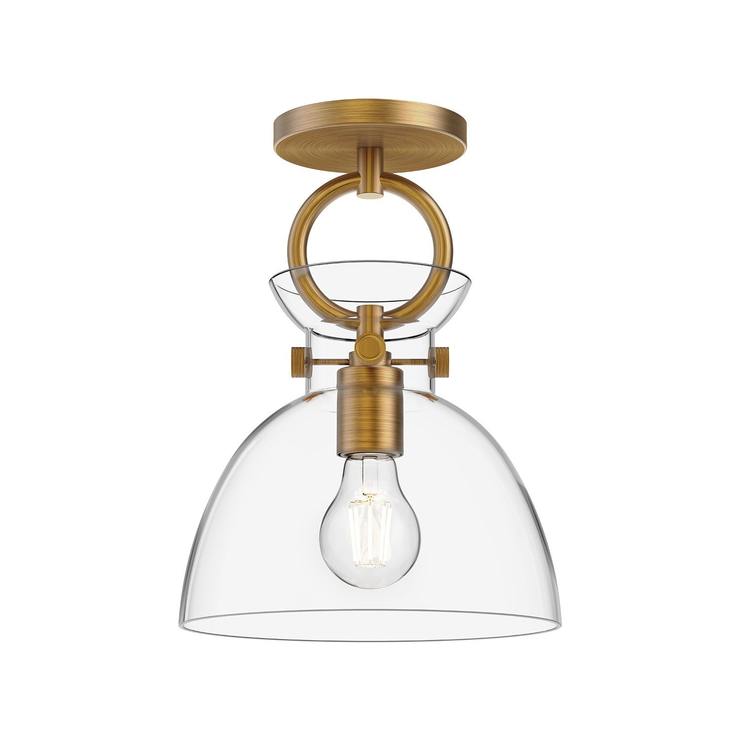 Alora - SF411809AGCL - One Light Semi-Flush Mount - Waldo - Aged Gold/Clear
