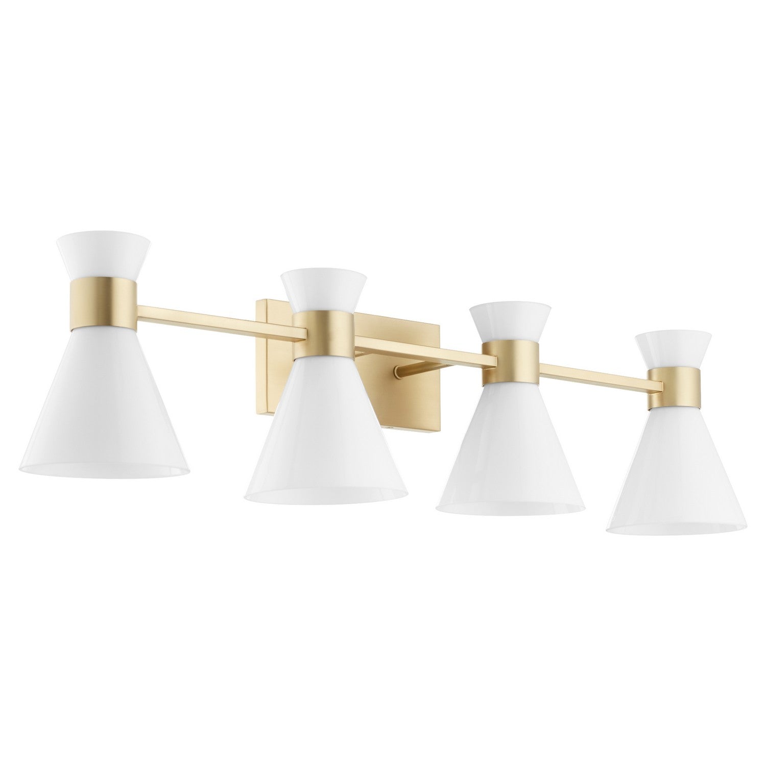 Quorum - 5119-4-80 - Four Light Vanity - Beldar - Aged Brass|Gloss Opal